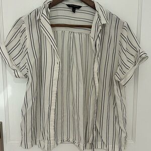 Banana Republic Black and White Striped Button Down Shirt